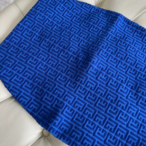 BALMAIN Monogram Jacquard Wool Blend Skirt In Blue - Size 36 - Picture 3 of 7